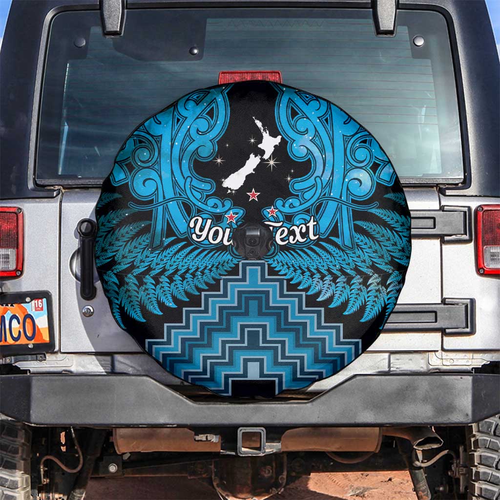 Personalised Aotearoa Matariki Spare Tire Cover Turquoise Fern Maori Poutama