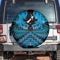 Personalised Aotearoa Matariki Spare Tire Cover Turquoise Fern Maori Poutama