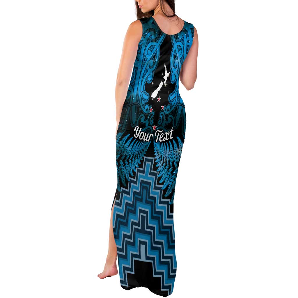 Personalised Aotearoa Matariki Tank Maxi Dress Turquoise Fern Maori Poutama