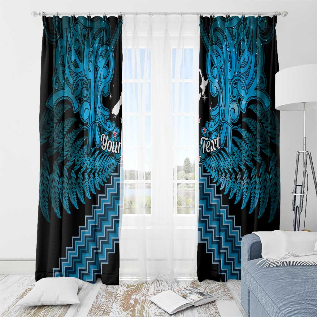 Personalised Aotearoa Matariki Window Curtain Turquoise Fern Maori Poutama