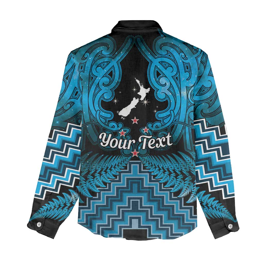 Personalised Aotearoa Matariki Women Casual Shirt Turquoise Fern Maori Poutama