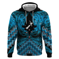 Personalised Aotearoa Matariki Zip Hoodie Turquoise Fern Maori Poutama