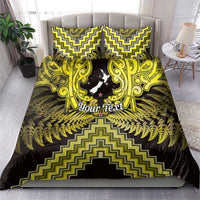 Personalised Aotearoa Matariki Bedding Set Yellow Fern Maori Poutama