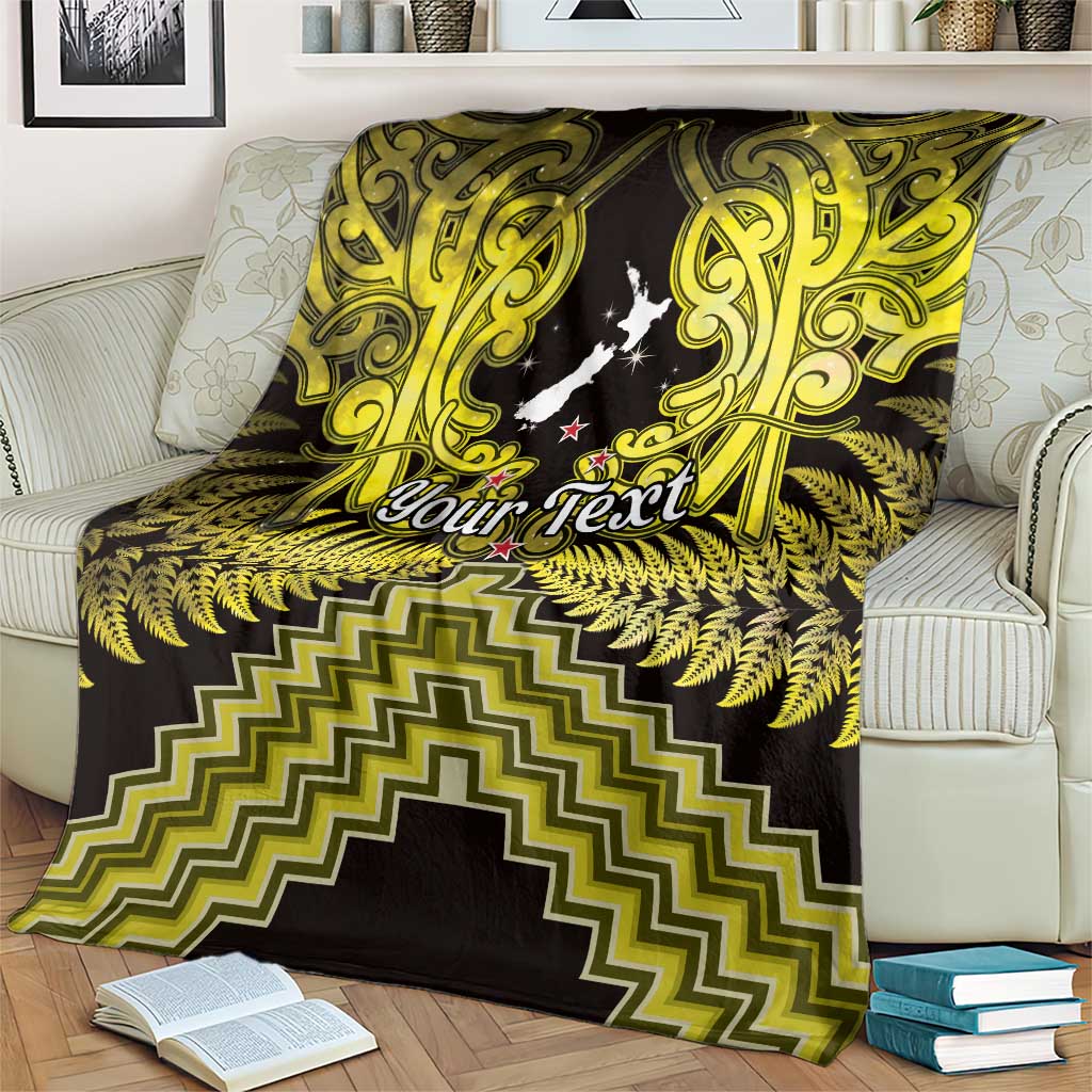 Personalised Aotearoa Matariki Blanket Yellow Fern Maori Poutama