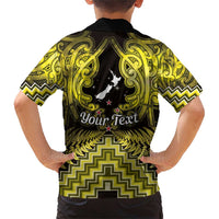 Personalised Aotearoa Matariki Family Matching Short Sleeve Bodycon Dress and Hawaiian Shirt Yellow Fern Maori Poutama LT01 - Polynesian Pride