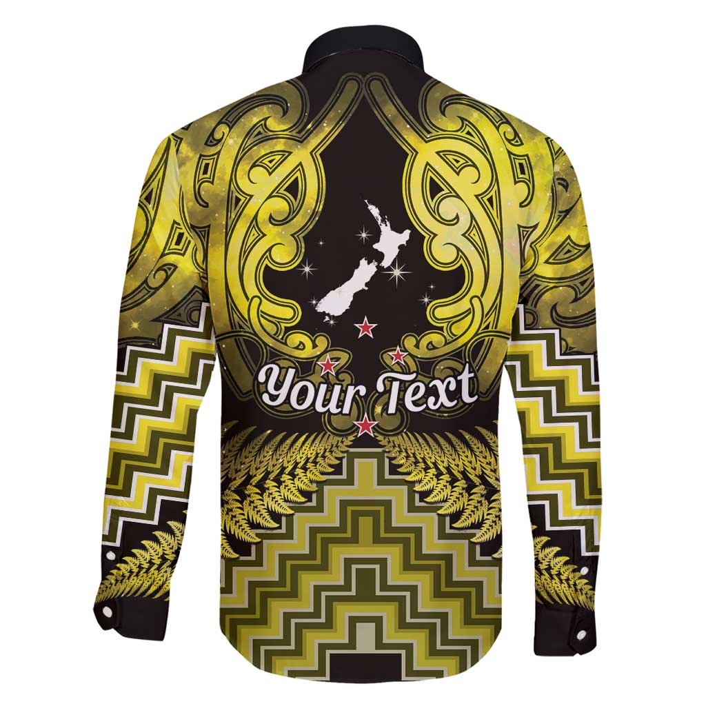 Personalised Aotearoa Matariki Family Matching Short Sleeve Bodycon Dress and Hawaiian Shirt Yellow Fern Maori Poutama LT01 - Polynesian Pride