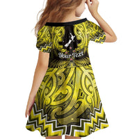 Personalised Aotearoa Matariki Family Matching Tank Maxi Dress and Hawaiian Shirt Yellow Fern Maori Poutama LT01 - Polynesian Pride