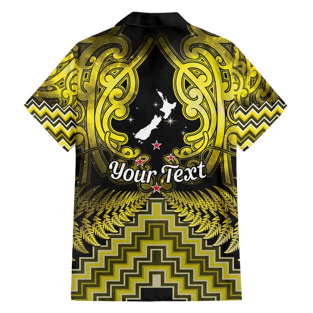 Personalised Aotearoa Matariki Hawaiian Shirt Yellow Fern Maori Poutama