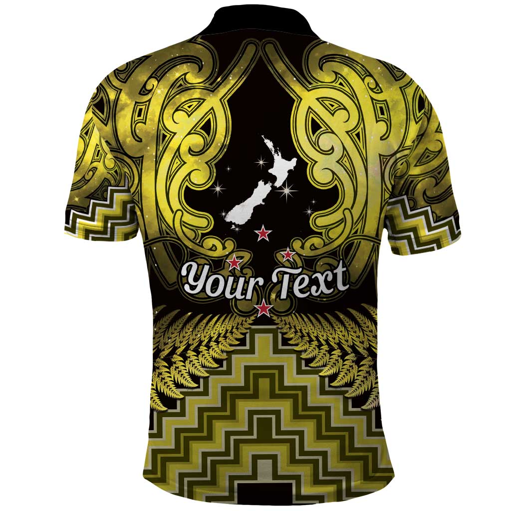 Personalised Aotearoa Matariki Polo Shirt Yellow Fern Maori Poutama
