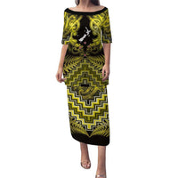 Personalised Aotearoa Matariki Puletasi Yellow Fern Maori Poutama