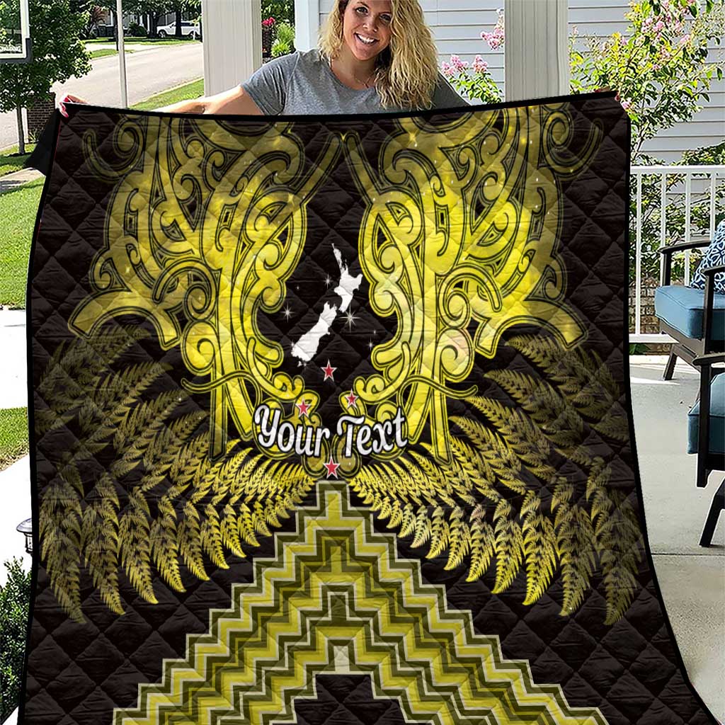 Personalised Aotearoa Matariki Quilt Yellow Fern Maori Poutama