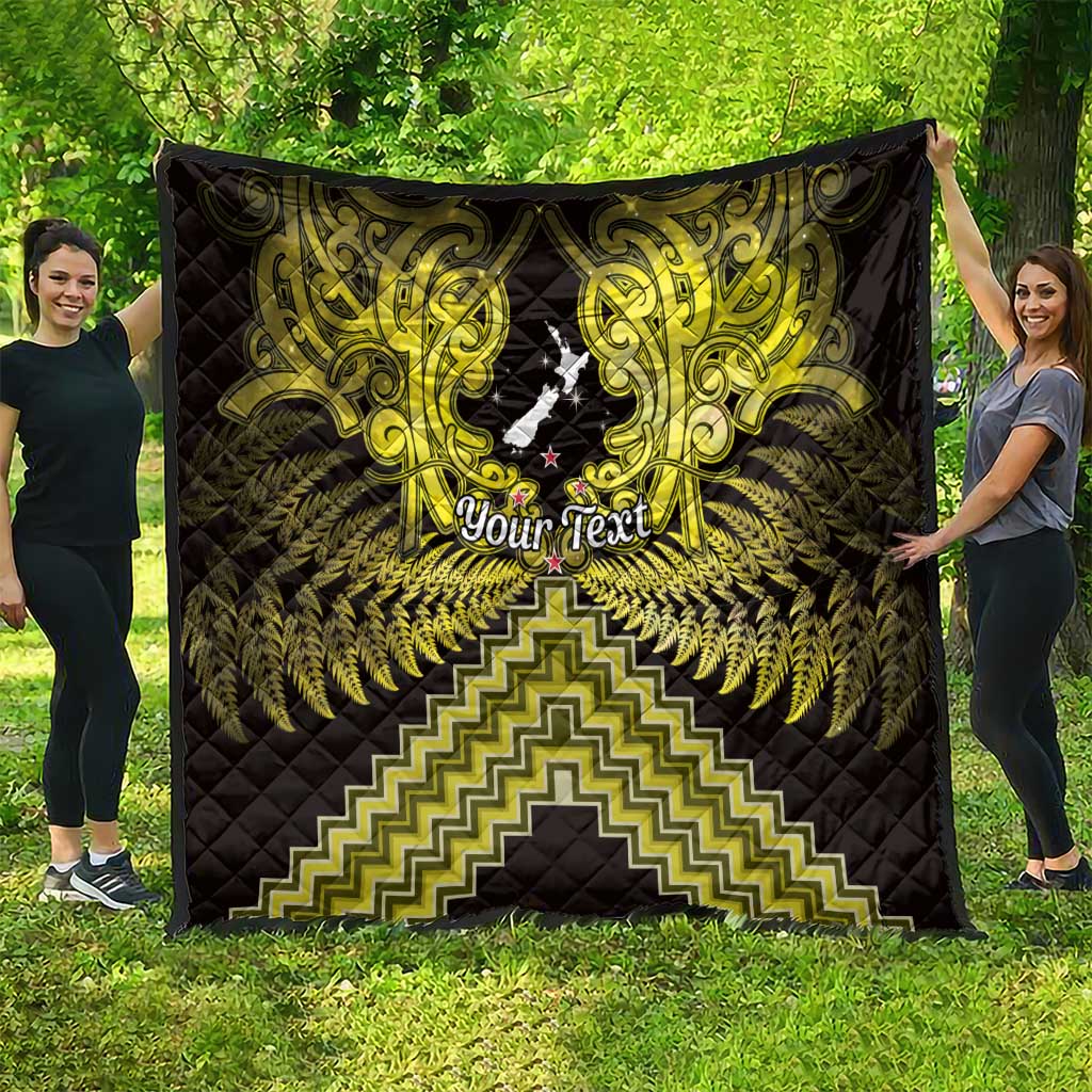 Personalised Aotearoa Matariki Quilt Yellow Fern Maori Poutama