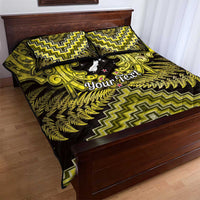 Personalised Aotearoa Matariki Quilt Bed Set Yellow Fern Maori Poutama