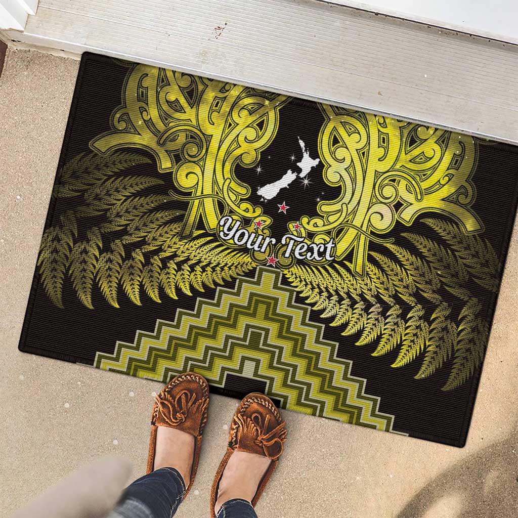 Personalised Aotearoa Matariki Rubber Doormat Yellow Fern Maori Poutama