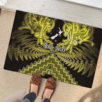 Personalised Aotearoa Matariki Rubber Doormat Yellow Fern Maori Poutama
