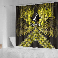 Personalised Aotearoa Matariki Shower Curtain Yellow Fern Maori Poutama