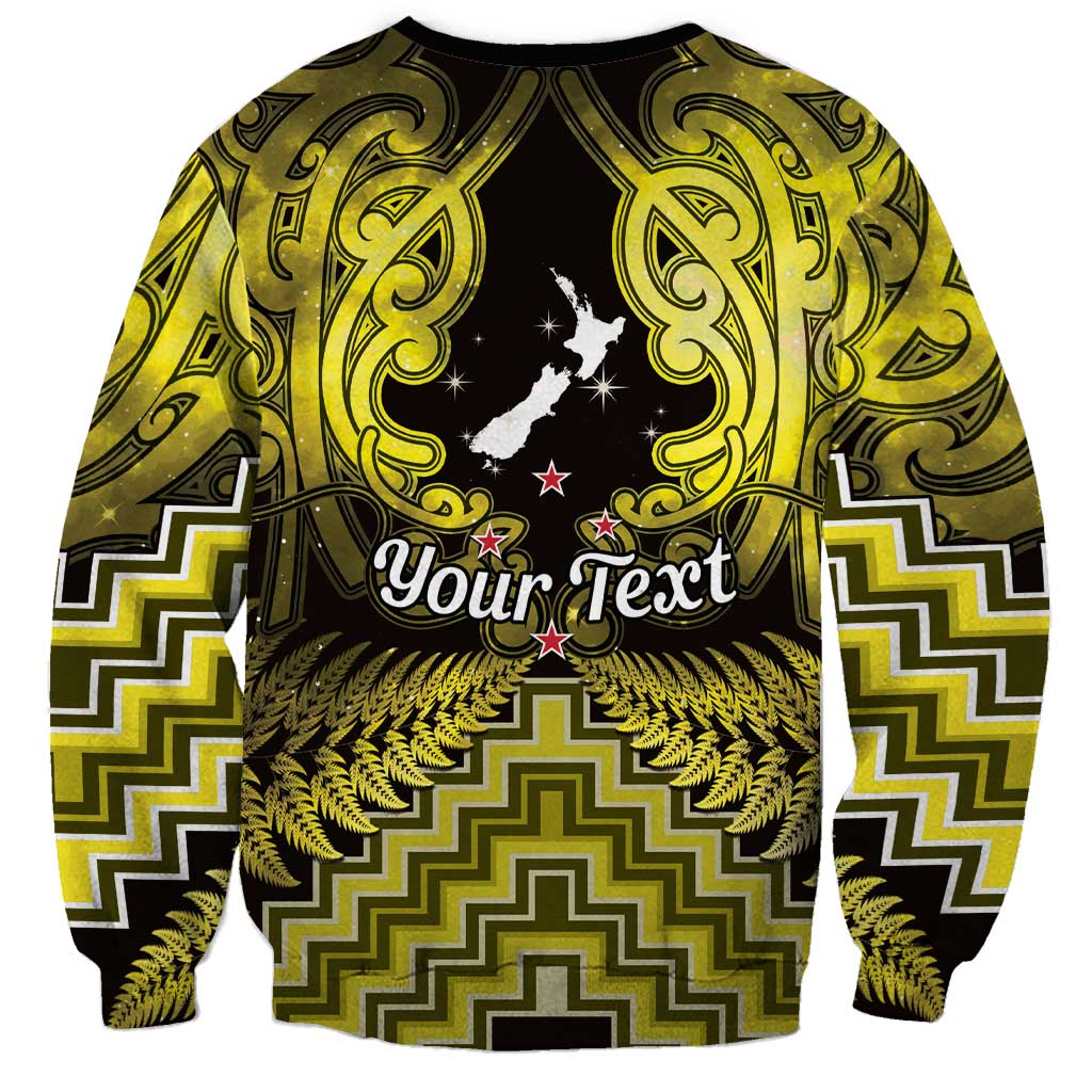 Personalised Aotearoa Matariki Sweatshirt Yellow Fern Maori Poutama