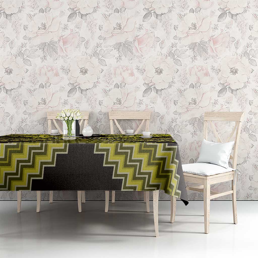 Personalised Aotearoa Matariki Tablecloth Yellow Fern Maori Poutama