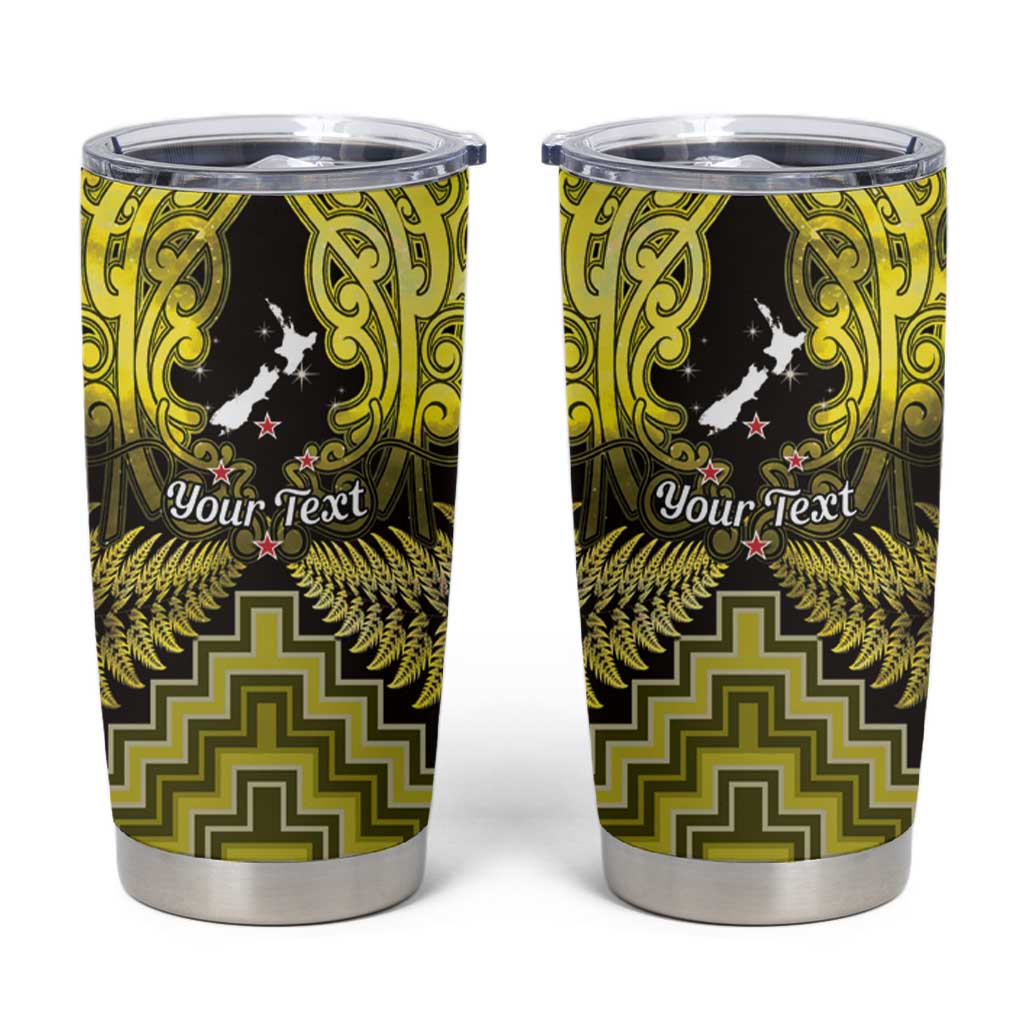 Personalised Aotearoa Matariki Tumbler Cup Yellow Fern Maori Poutama