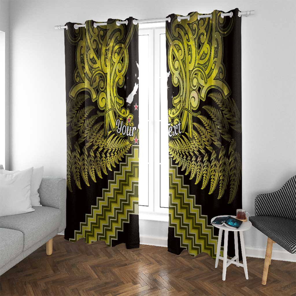 Personalised Aotearoa Matariki Window Curtain Yellow Fern Maori Poutama