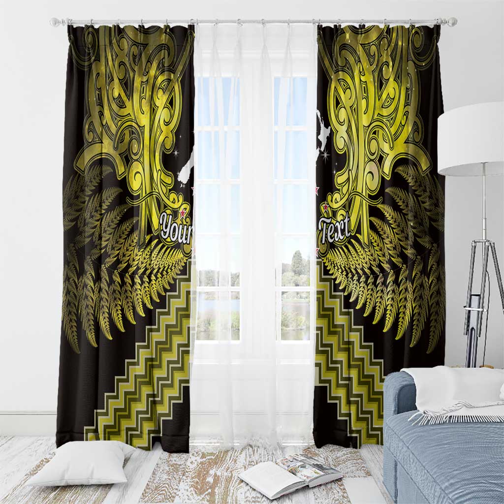 Personalised Aotearoa Matariki Window Curtain Yellow Fern Maori Poutama