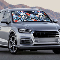 Hawaii Tropicana Blue Pattern Auto Sun Shade - Polynesian Pride