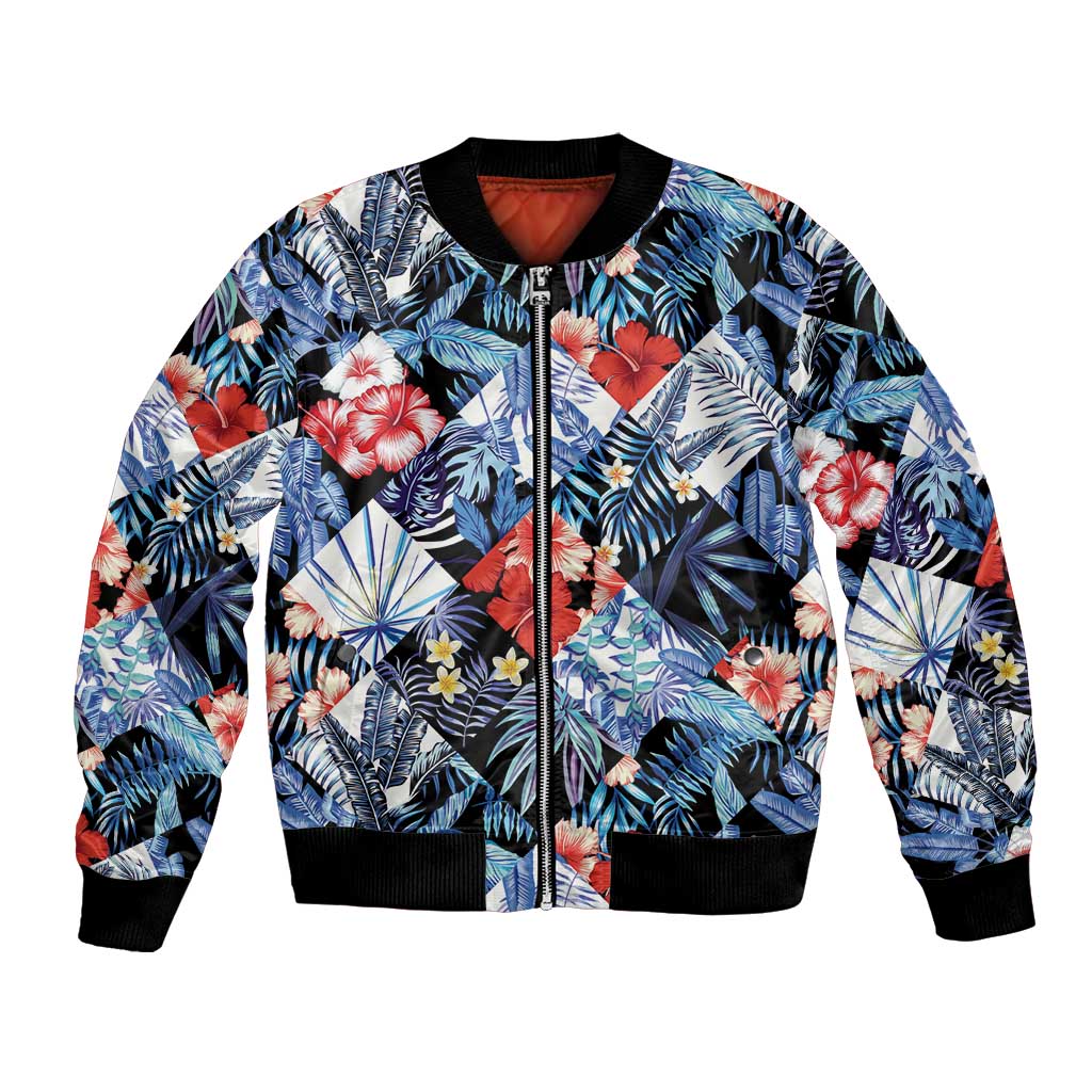 Hawaii Tropicana Blue Pattern Bomber Jacket LT01 Unisex Blue - Polynesian Pride