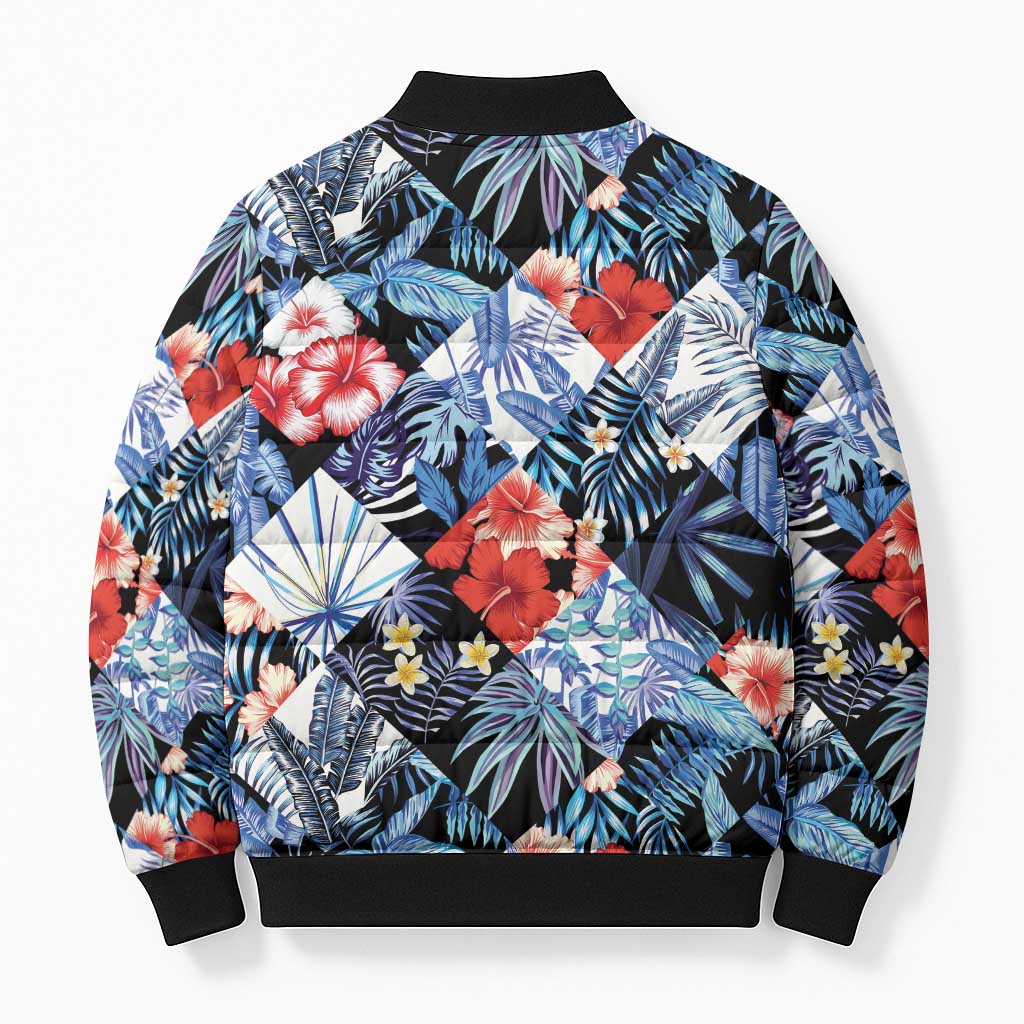 Hawaii Tropicana Blue Pattern Bomber Puffer Jacket - Polynesian Pride