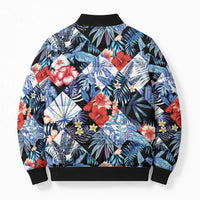 Hawaii Tropicana Blue Pattern Bomber Puffer Jacket - Polynesian Pride