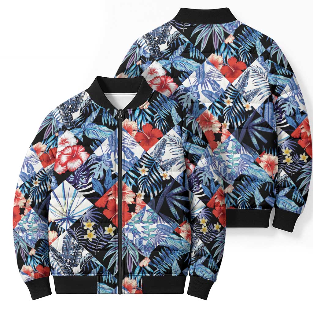 Hawaii Tropicana Blue Pattern Bomber Puffer Jacket - Polynesian Pride