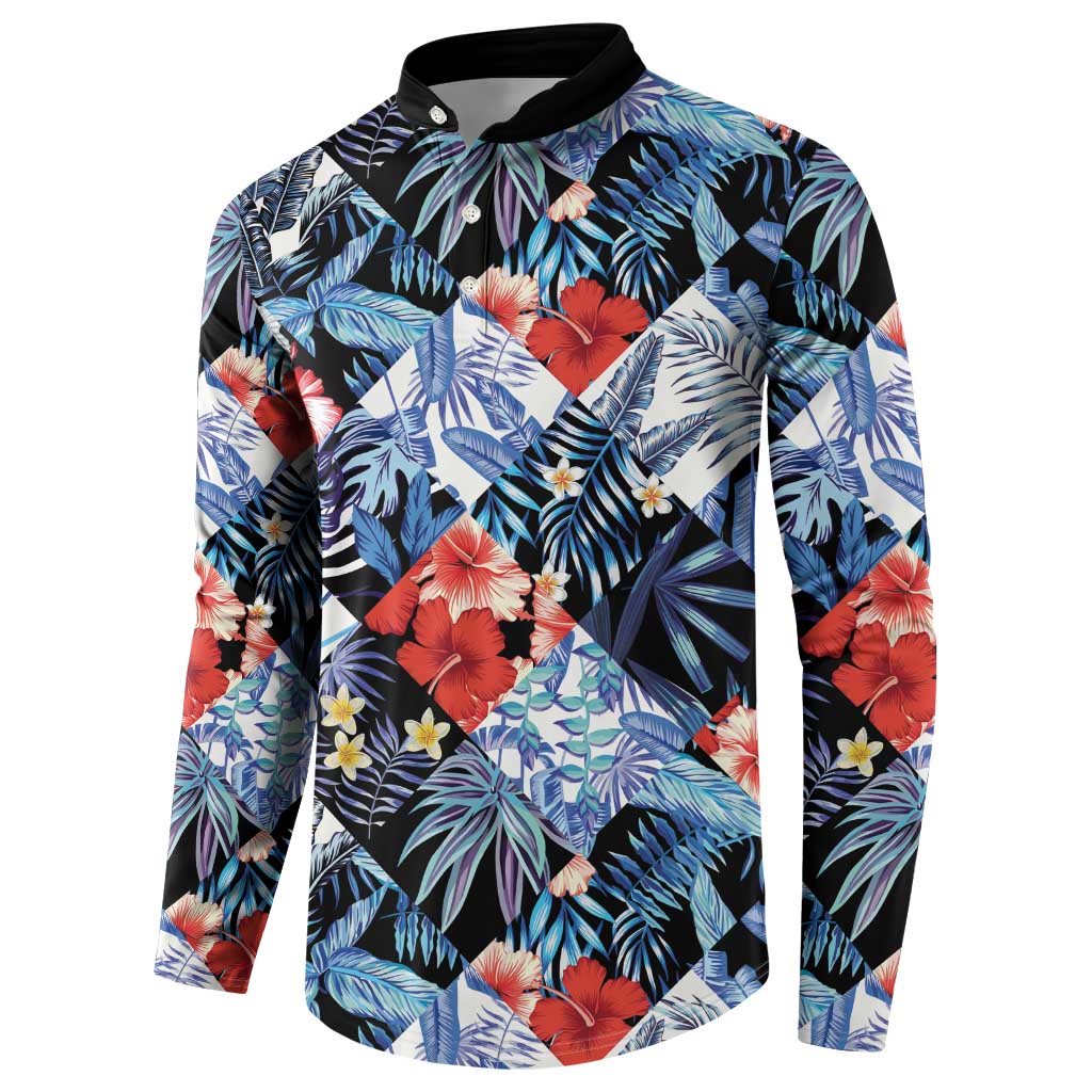 Hawaii Tropicana Blue Pattern Button Sweatshirt - Polynesian Pride