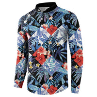 Hawaii Tropicana Blue Pattern Button Sweatshirt - Polynesian Pride