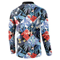 Hawaii Tropicana Blue Pattern Button Sweatshirt - Polynesian Pride