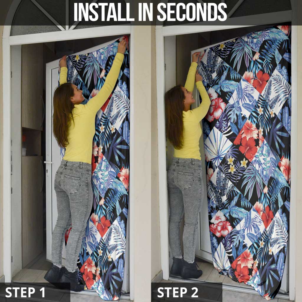 Hawaii Tropicana Blue Pattern Door Cover - Polynesian Pride