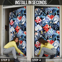 Hawaii Tropicana Blue Pattern Door Cover - Polynesian Pride