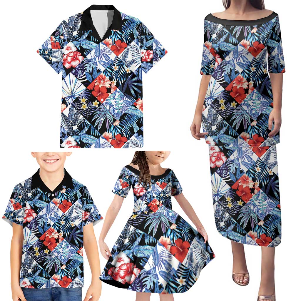 Hawaii Tropicana Blue Pattern Family Matching Puletasi and Hawaiian Shirt - Polynesian Pride