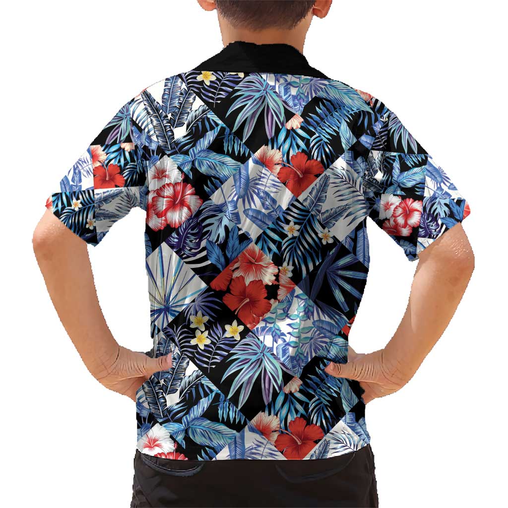 Hawaii Tropicana Blue Pattern Kid Hawaiian Shirt - Polynesian Pride
