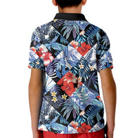 Hawaii Tropicana Blue Pattern Kid Polo Shirt - Polynesian Pride