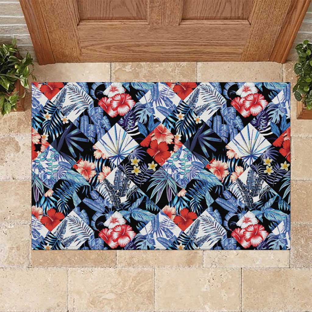 Hawaii Tropicana Blue Pattern Rubber Doormat LT01 Blue - Polynesian Pride