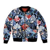 Hawaii Tropicana Blue Pattern Sleeve Zip Bomber Jacket LT01 Unisex Blue - Polynesian Pride