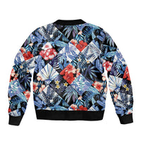 Hawaii Tropicana Blue Pattern Sleeve Zip Bomber Jacket LT01 - Polynesian Pride