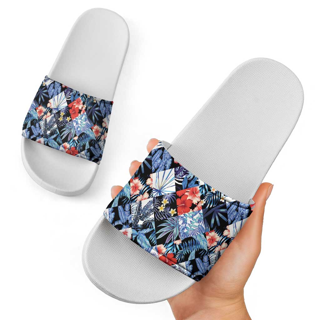 Hawaii Tropicana Blue Pattern Slide Sandals - Polynesian Pride