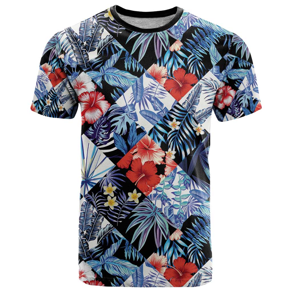 Hawaii Tropicana Blue Pattern T Shirt - Polynesian Pride