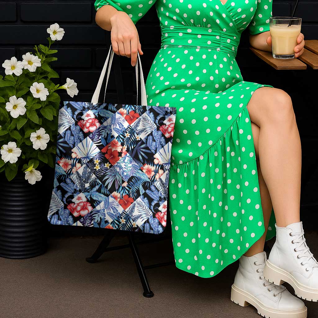 Hawaii Tropicana Blue Pattern Tote Bag - Polynesian Pride