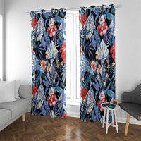 Hawaii Tropicana Blue Pattern Window Curtain LT01 With Grommets Blue - Polynesian Pride