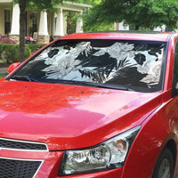 Black White Monotone Tropical Flowers Pattern Auto Sun Shade LT01 - Polynesian Pride
