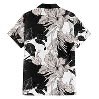 Black White Monotone Tropical Flowers Pattern Family Matching Puletasi and Hawaiian Shirt - Polynesian Pride