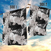 Black White Monotone Tropical Flowers Pattern Garden Flag LT01 - Polynesian Pride