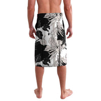 Black White Monotone Tropical Flowers Pattern Lavalava - Polynesian Pride