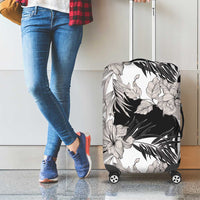 Black White Monotone Tropical Flowers Pattern Luggage Cover LT01 - Polynesian Pride